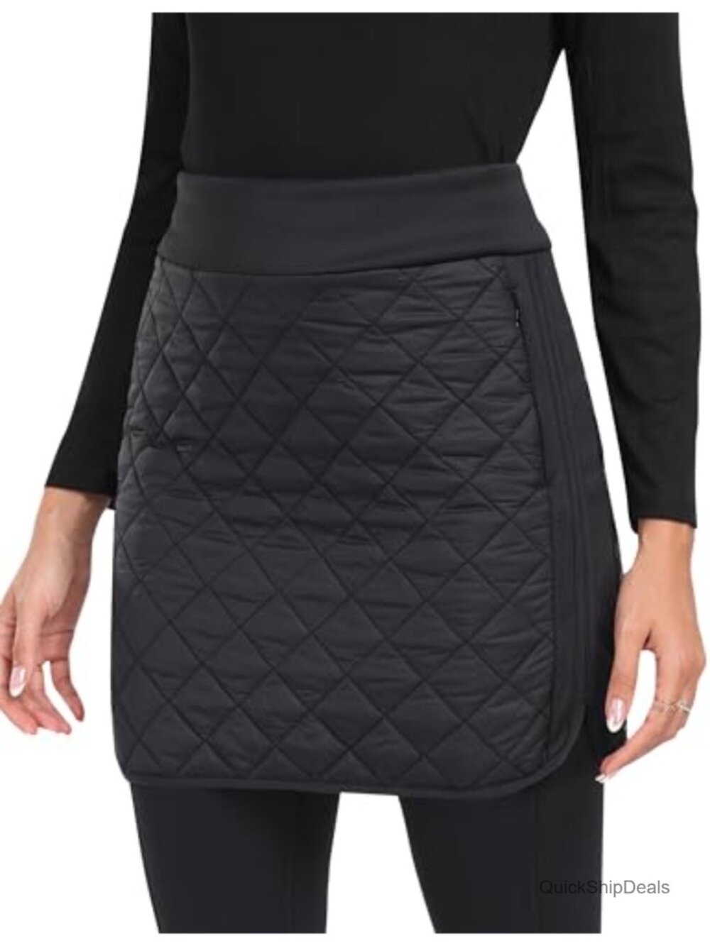 Quilted Puffer Skirt Insulated Faux Down Zip Winter Outdoor Active Skirt